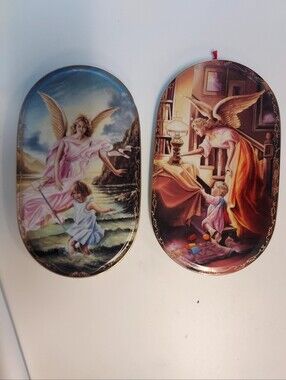 Guardian Angel Wall Plaque Set in Pink and Gold Tones